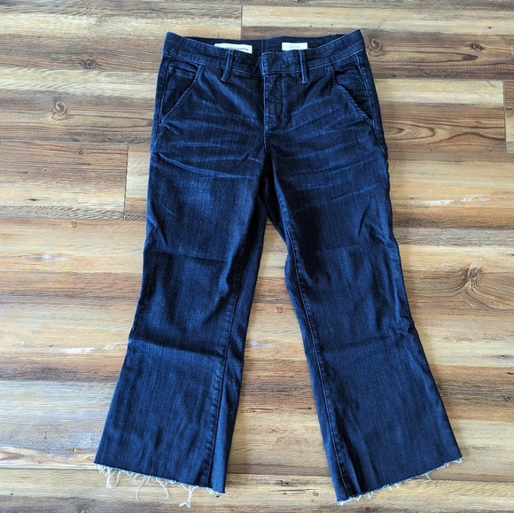 Pilcro and the Letterpress Dark Denim Cropped Flared Slim Jeans Size 29 - Picture 2 of 14